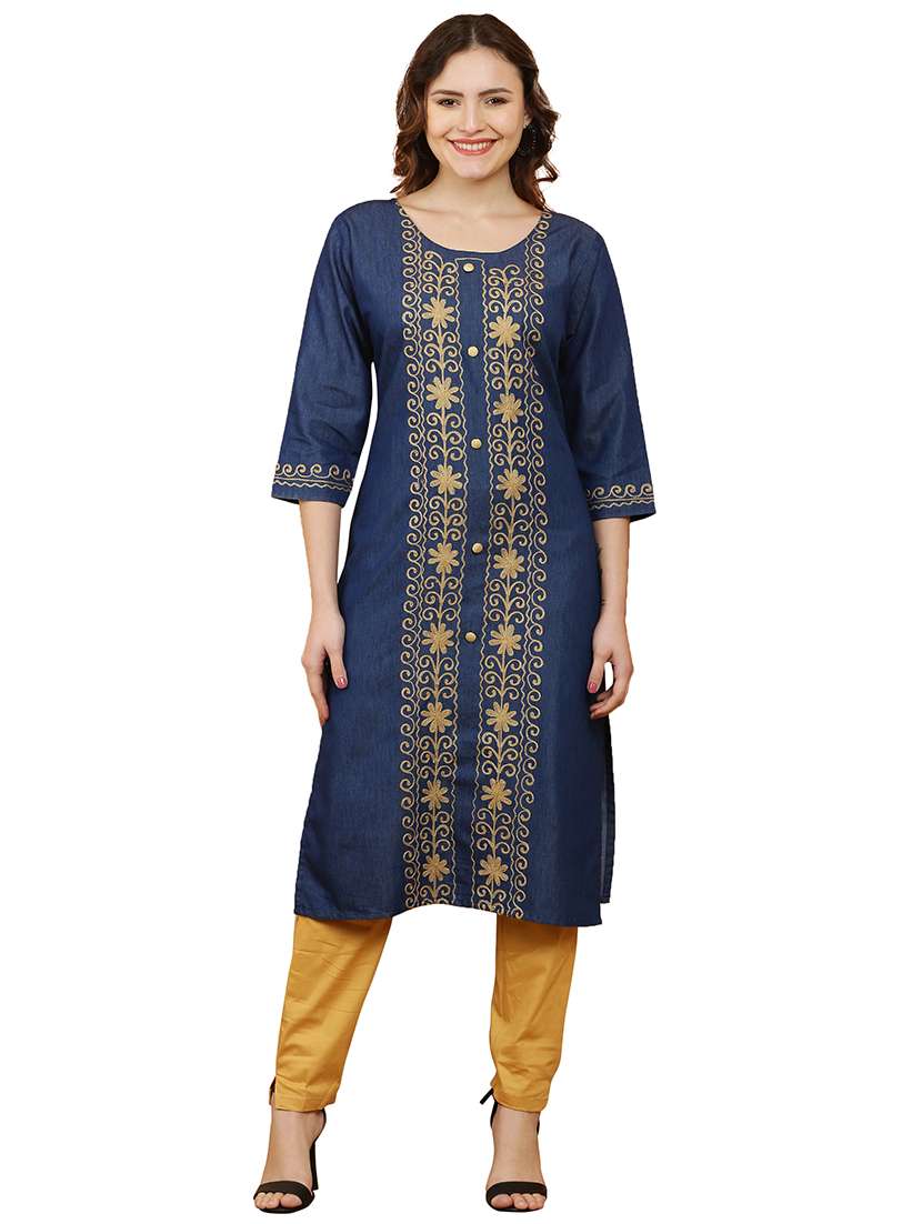 women three quarter sleeve straight kurta