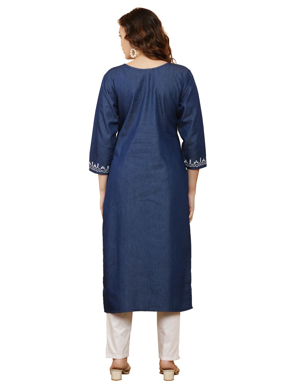 women three quarter sleeve straight kurta - 21368821 - Standard Image - 2