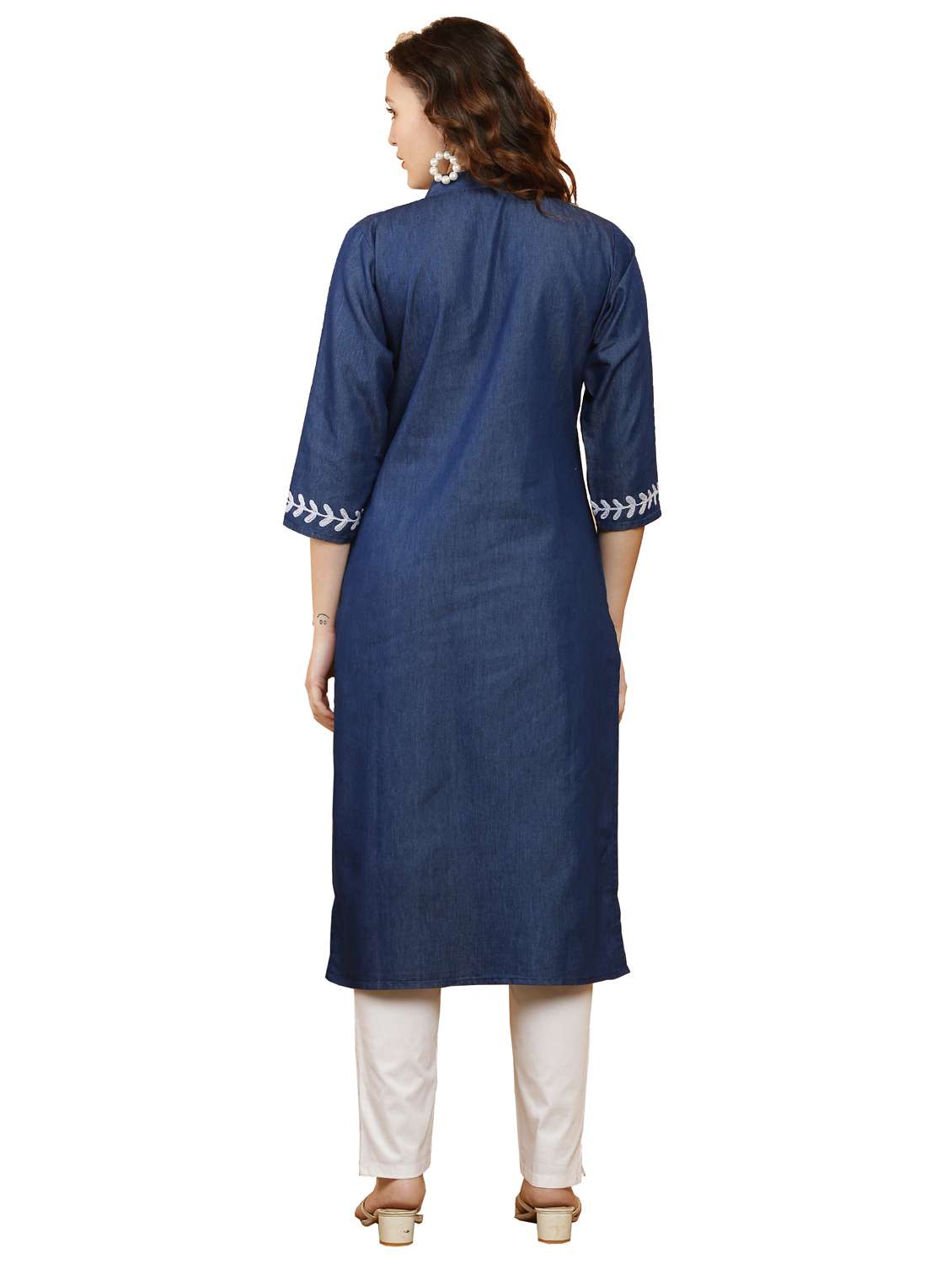 women three quarter sleeve straight kurta - 21368822 -  Standard Image - 2