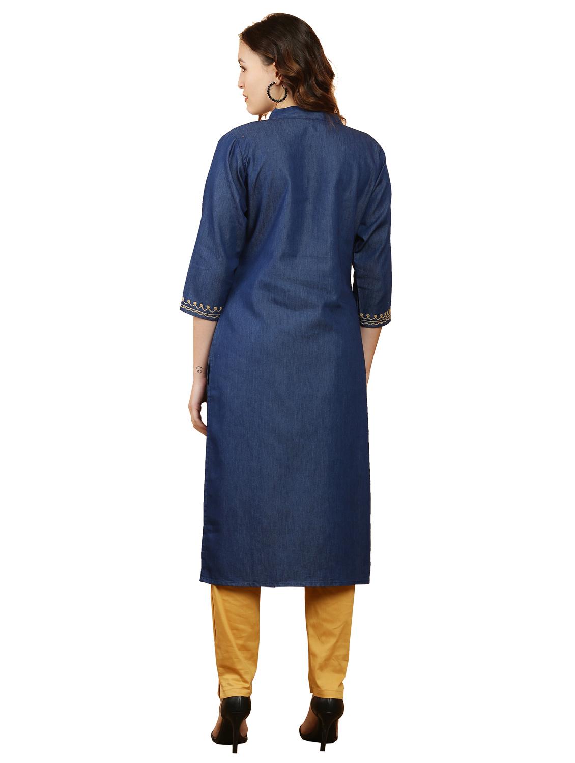 women three quarter sleeve straight kurta - 21368823 - Standard Image - 2