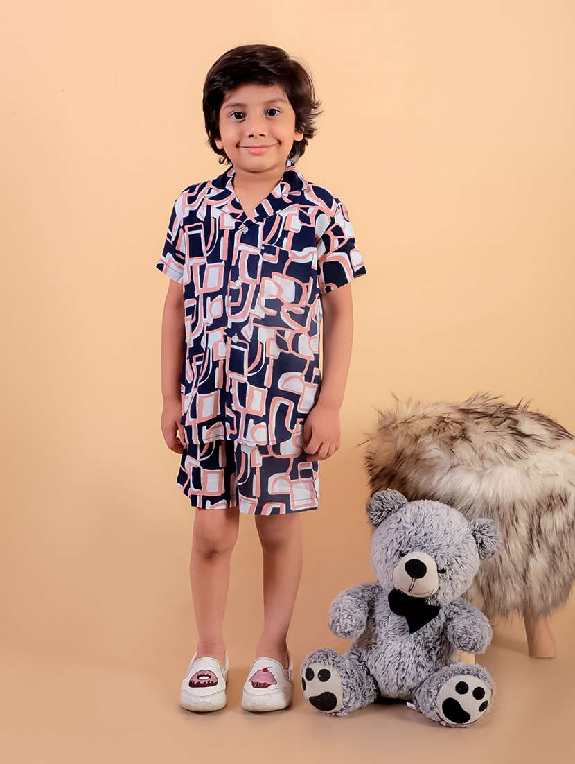 boys printed shirt & shorts set