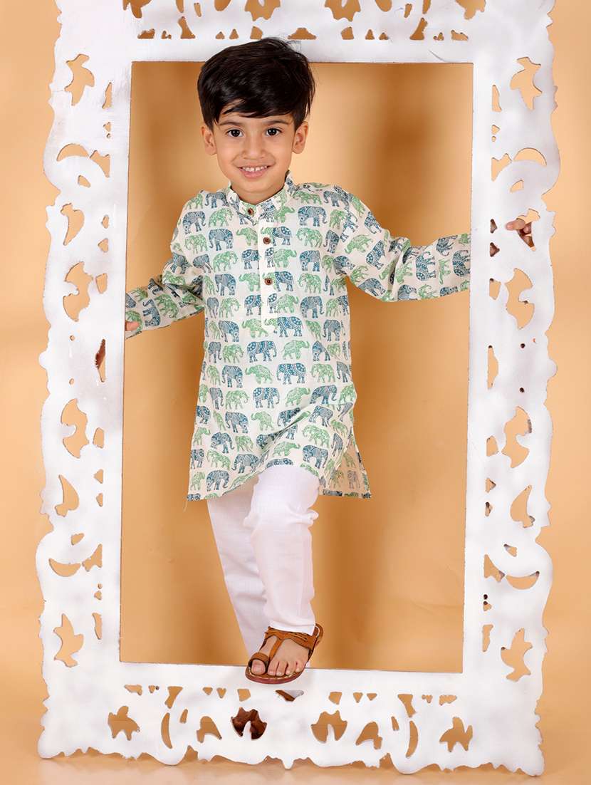 boys printed kurta pajama set