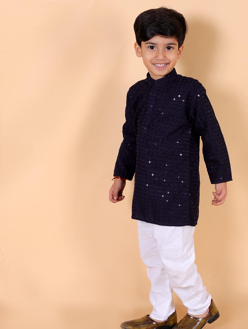 boys embroidered kurta pajama set - 21368902 - Standard Image - 2