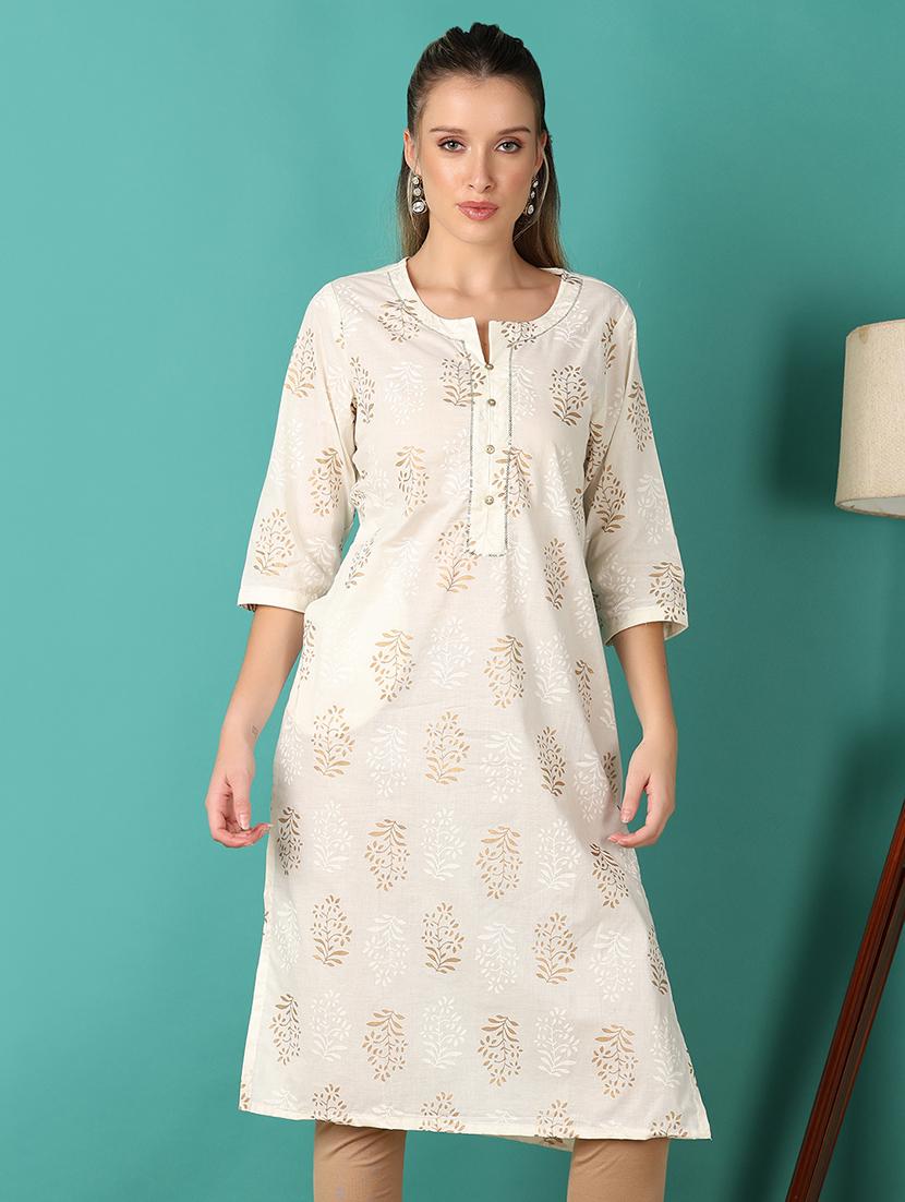 women printed three quarter sleeve straight kurta - 21369052 - Zoom Image - 0