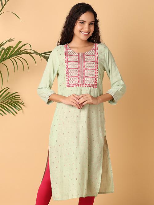 women green embroidered a-line kurta - 21369138 - Standard Image - 0