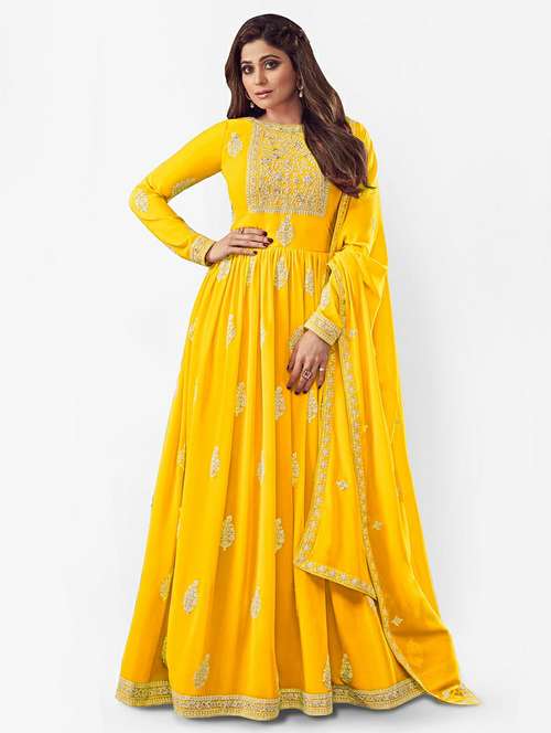 women embroidered semi-stitched anarkali suits set - 21369344 -  Standard Image - 0