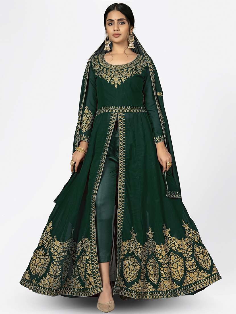 women front slit semi-stitched anarkali suits set