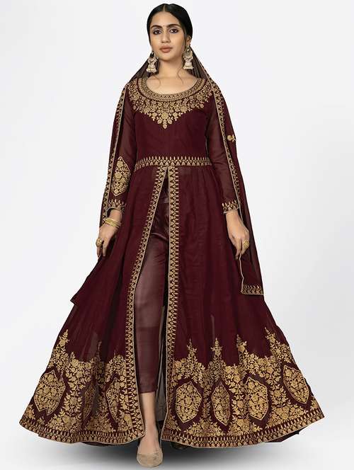 women front slit semi-stitched anarkali suits set - 21369352 -  Standard Image - 0