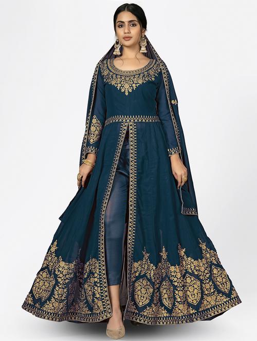 women front slit semi-stitched anarkali suits set - 21369354 - Standard Image - 0