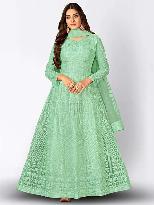 women embroidered semi-stitched anarkali suits set - 21369377 -  Standard Image - 0
