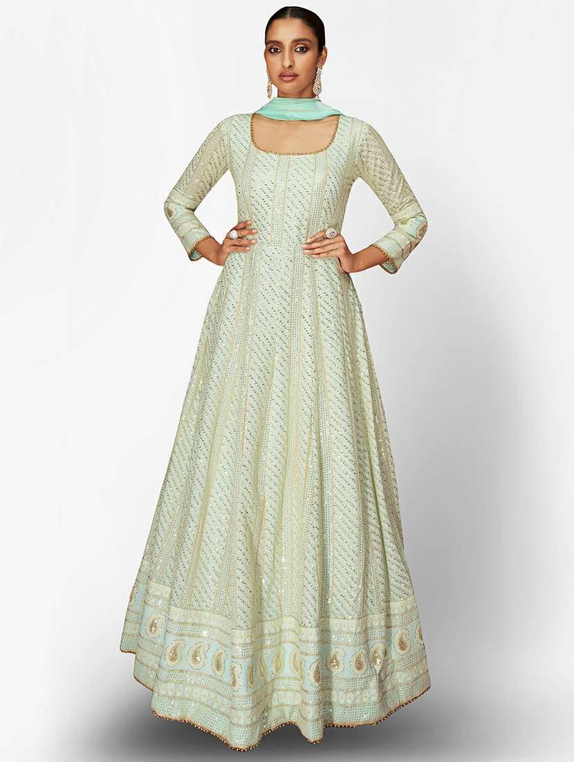 women embroidered semi-stitched anarkali suits set