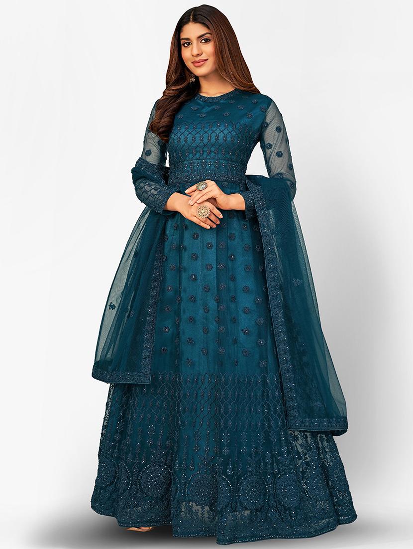 women embroidered semi-stitched anarkali suits set - 21369417 - Zoom Image - 0