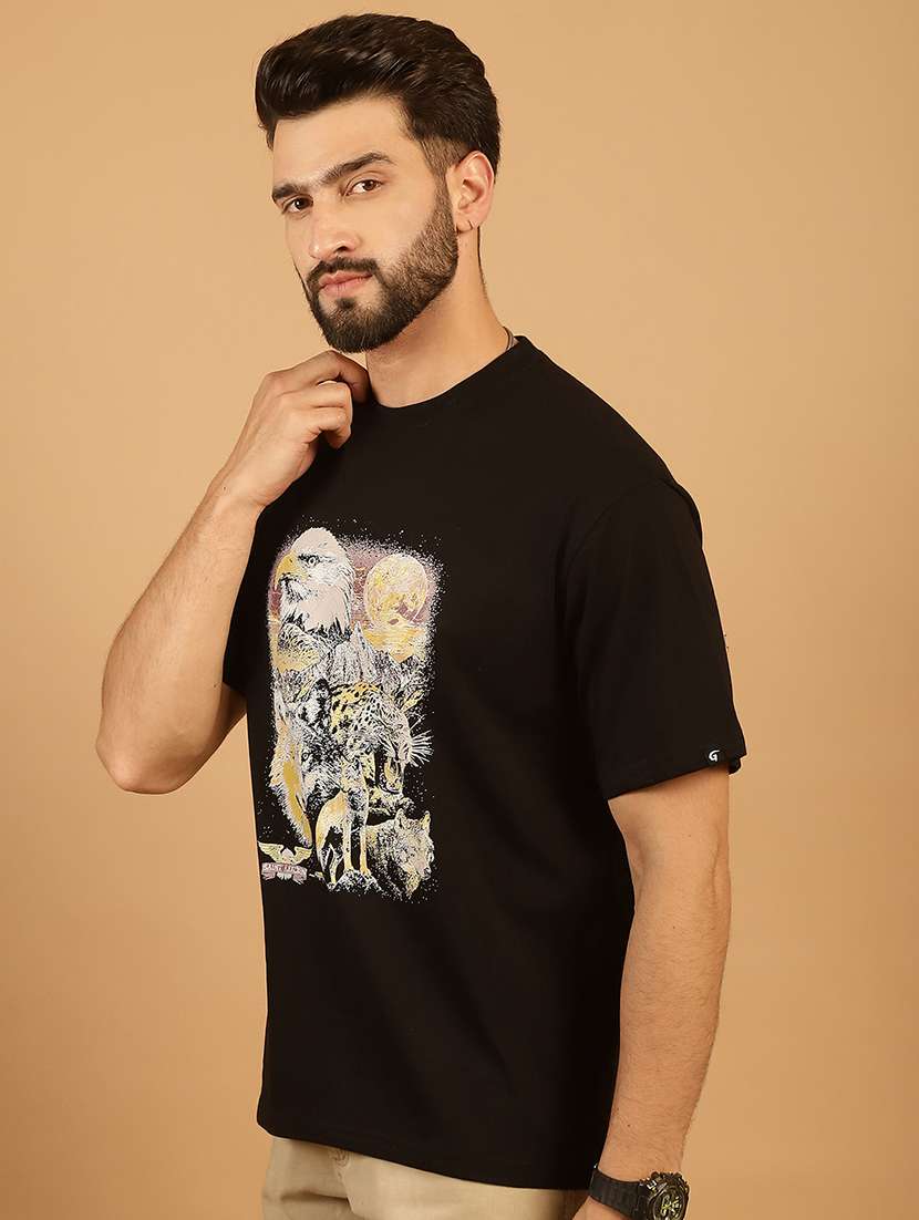 men round neck front print t-shirt - 21369585 -  Standard Image - 2