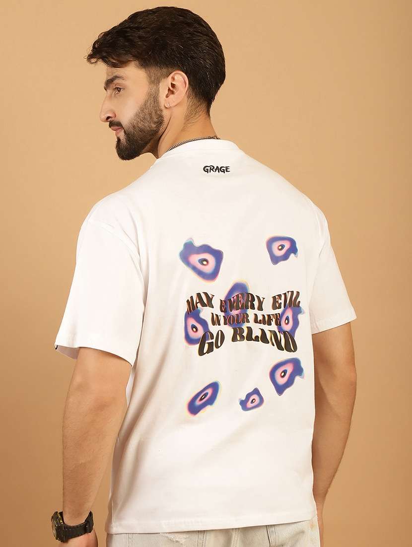 men round neck back print t-shirt