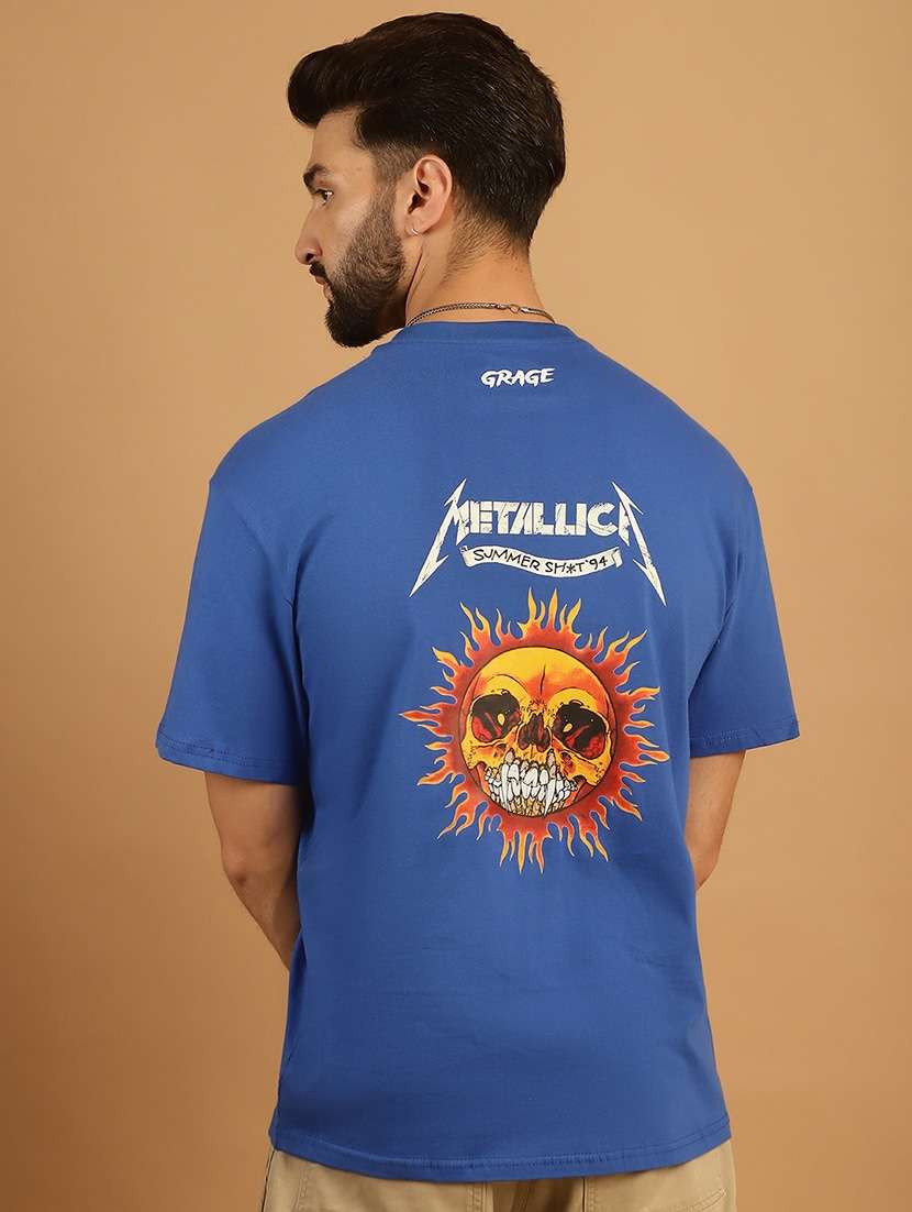 men round neck back print t-shirt
