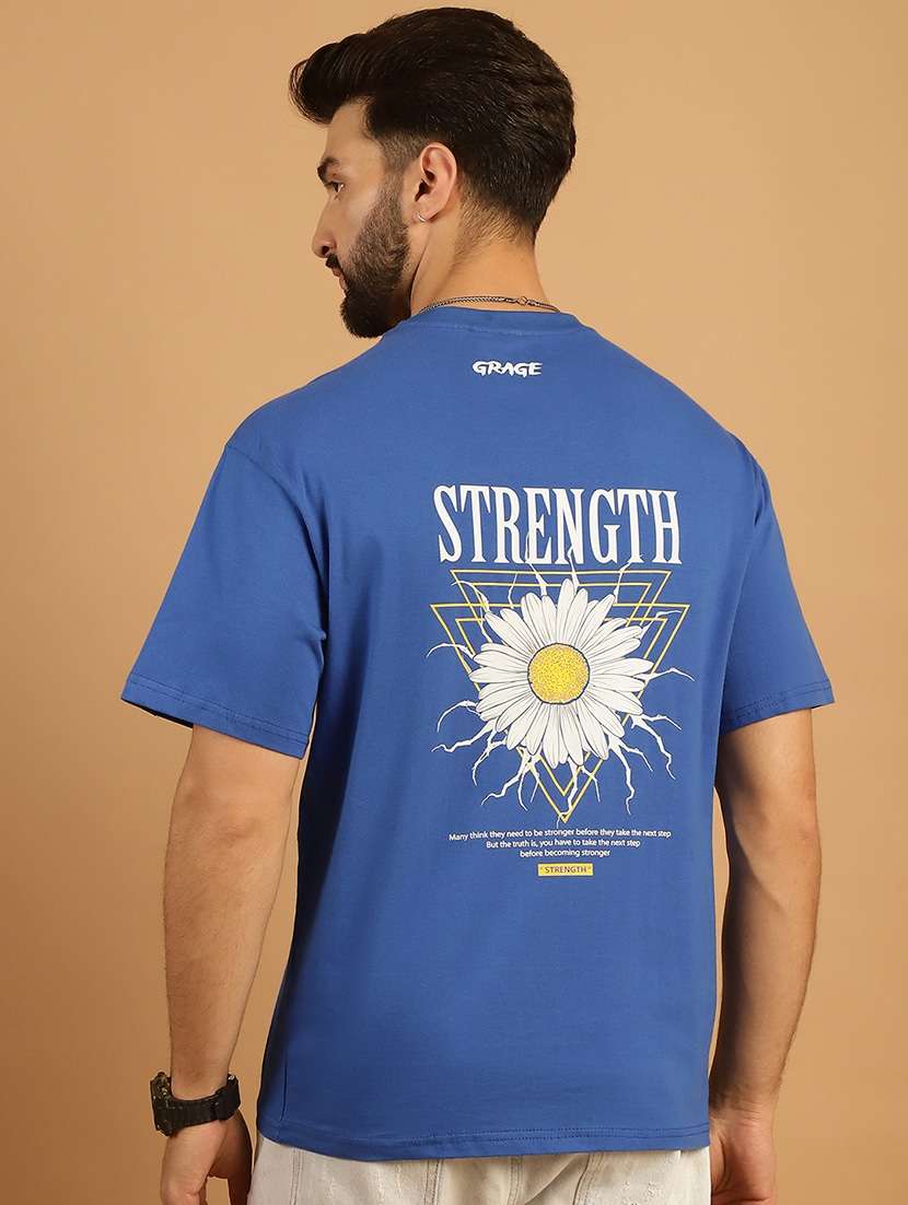 men round neck back print t-shirt