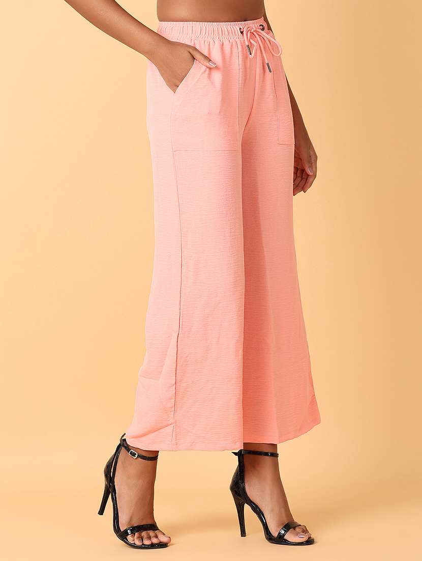 women solid high rise wide leg trouser - 21369688 -  Standard Image - 2