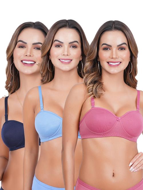 women pack of 3 solid regular bra - 21369903 - Standard Image - 0