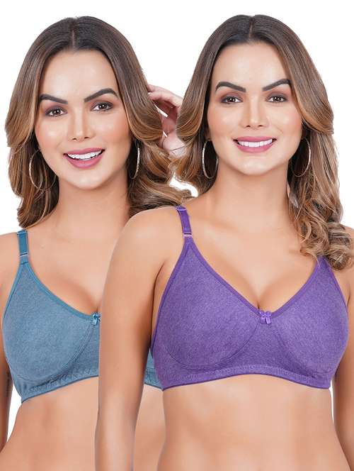 women pack of 2 solid regular bra