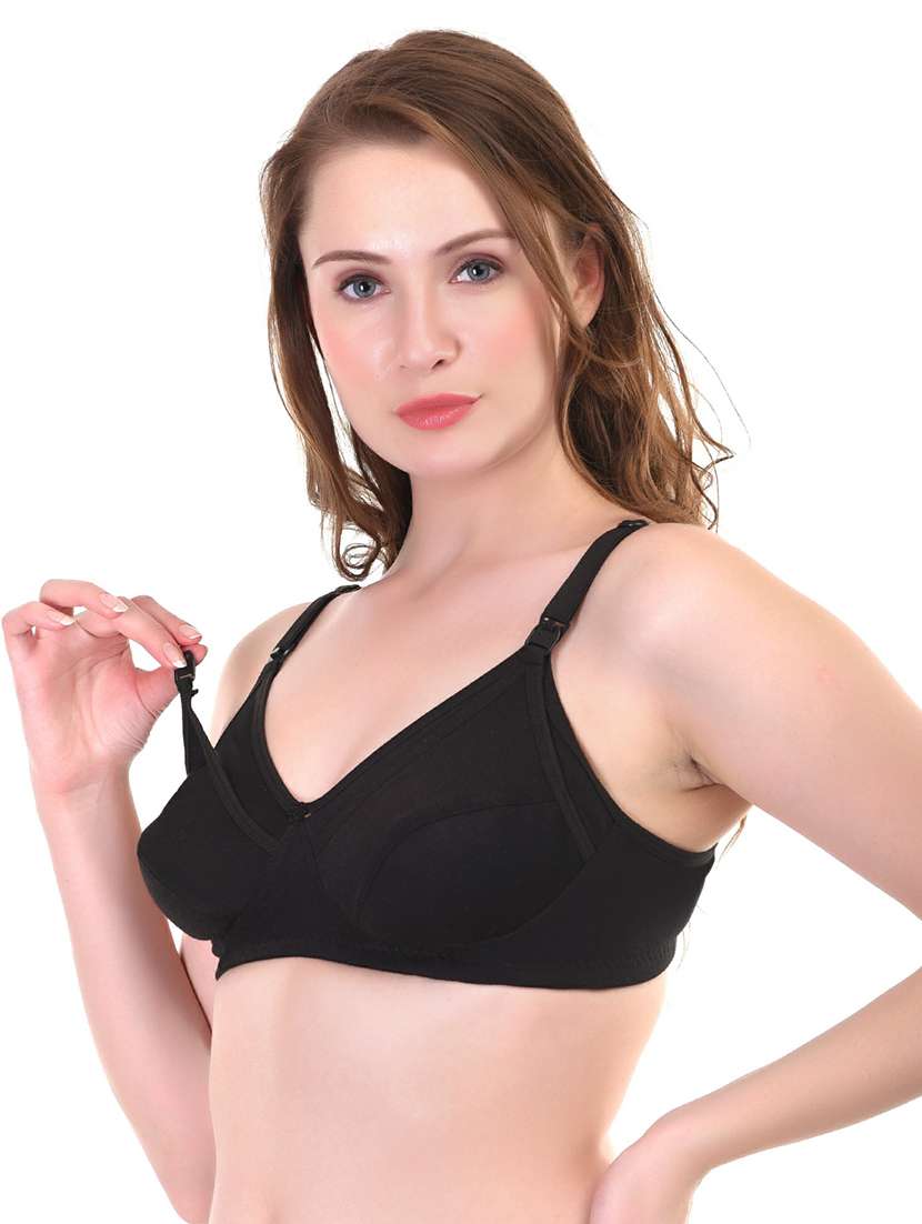 black cotton blend maternitynursing bra - 21369953 -  Standard Image - 2