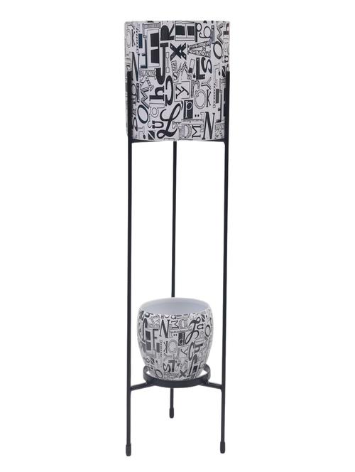 homssy iron two pot set with stand stylish and durable planter stand for indoor and outdoor use (51) grey - 21370009 - Standard Image - 0