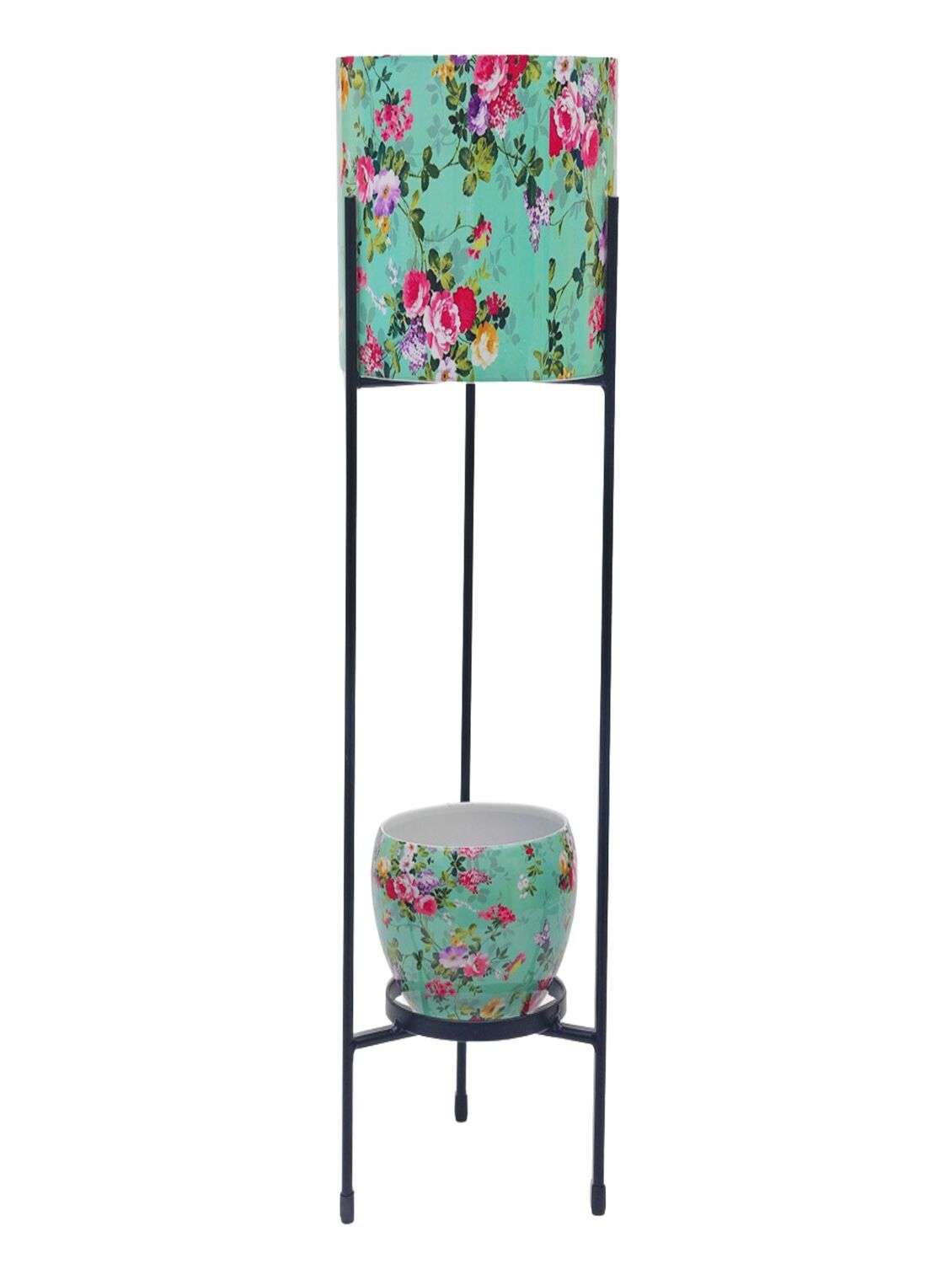 homssy iron two pot set with stand stylish and durable planter stand for indoor and outdoor use (50) green - 21370011 - Zoom Image - 0