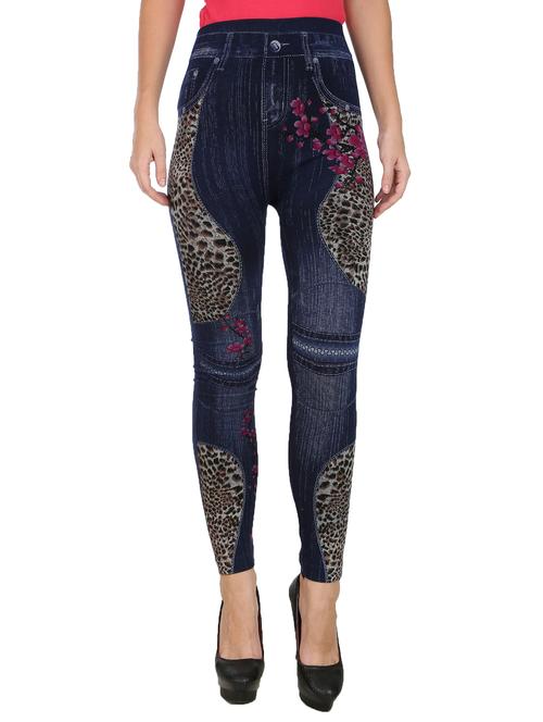 women blue floral printed jegging - 21370075 - Standard Image - 0
