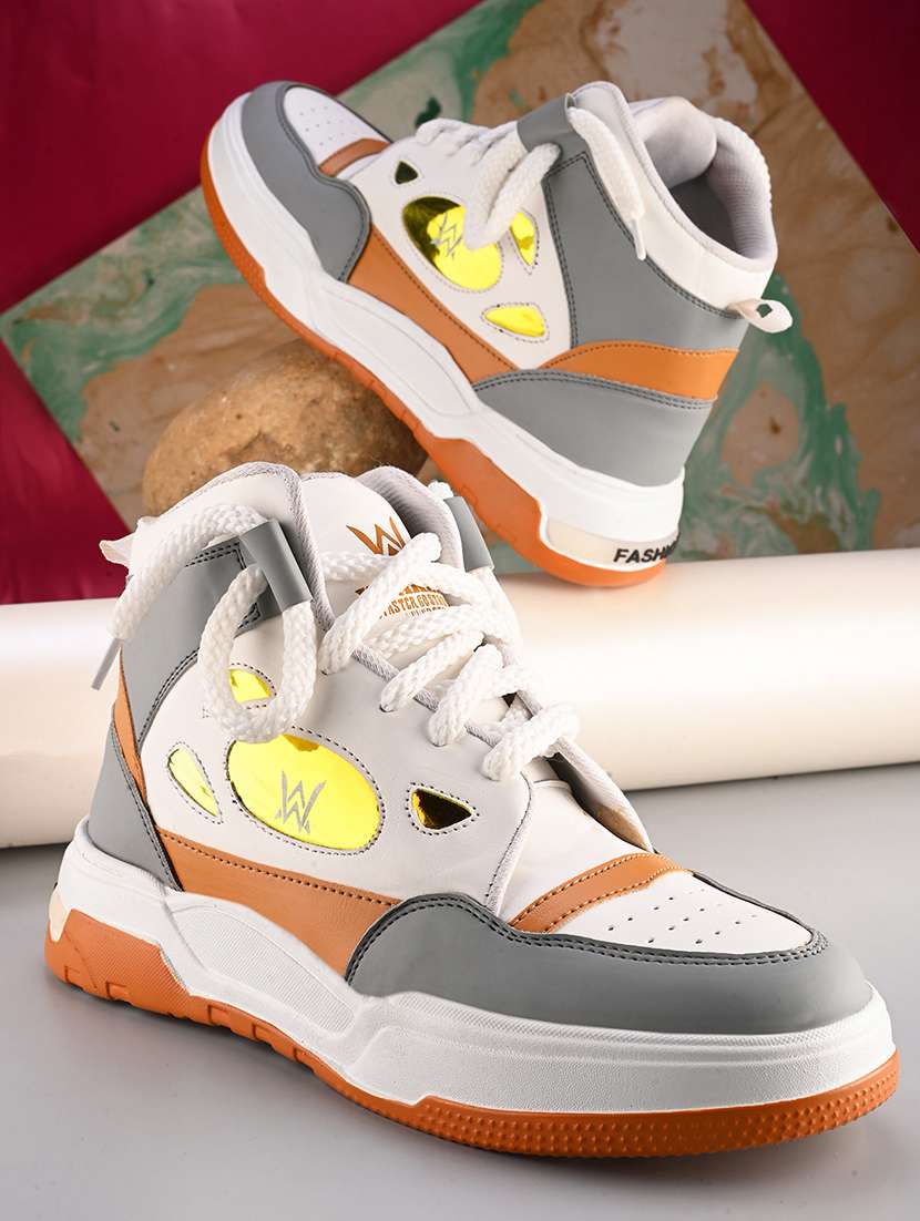 white synthetic lace up sneakers - 21370084 - Zoom Image - 0