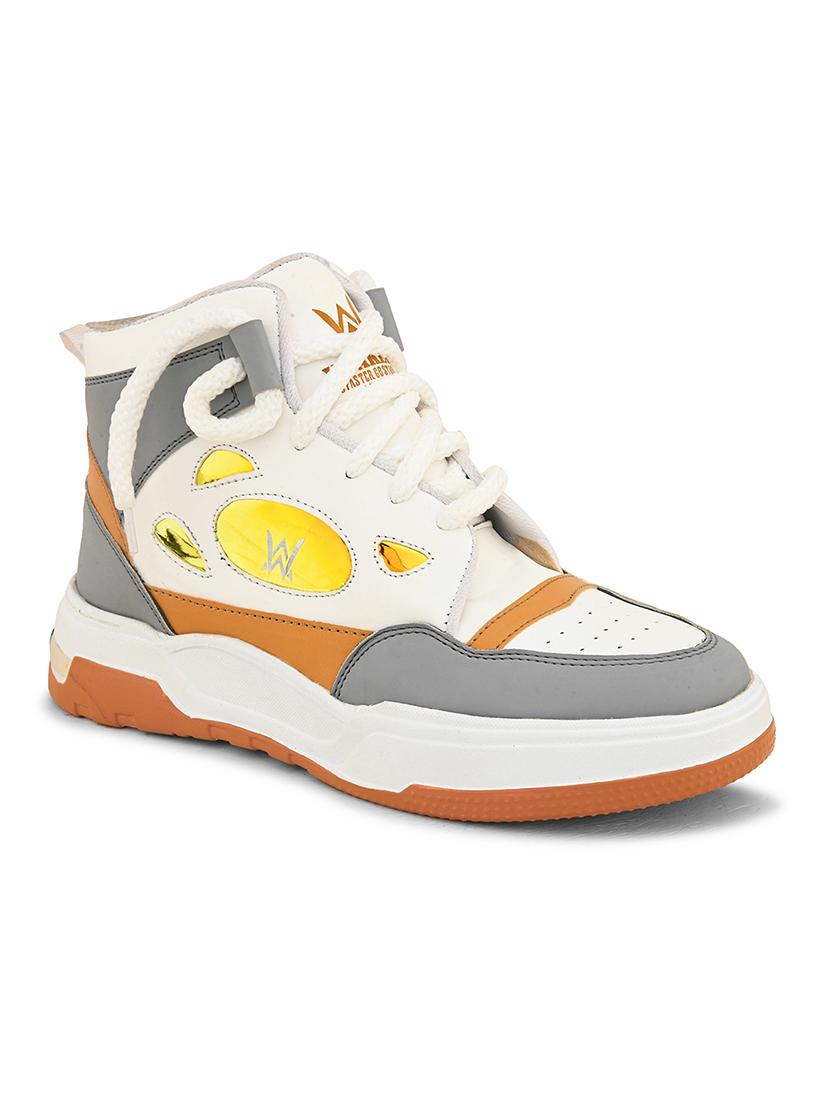 white synthetic lace up sneakers - 21370084 - Standard Image - 2
