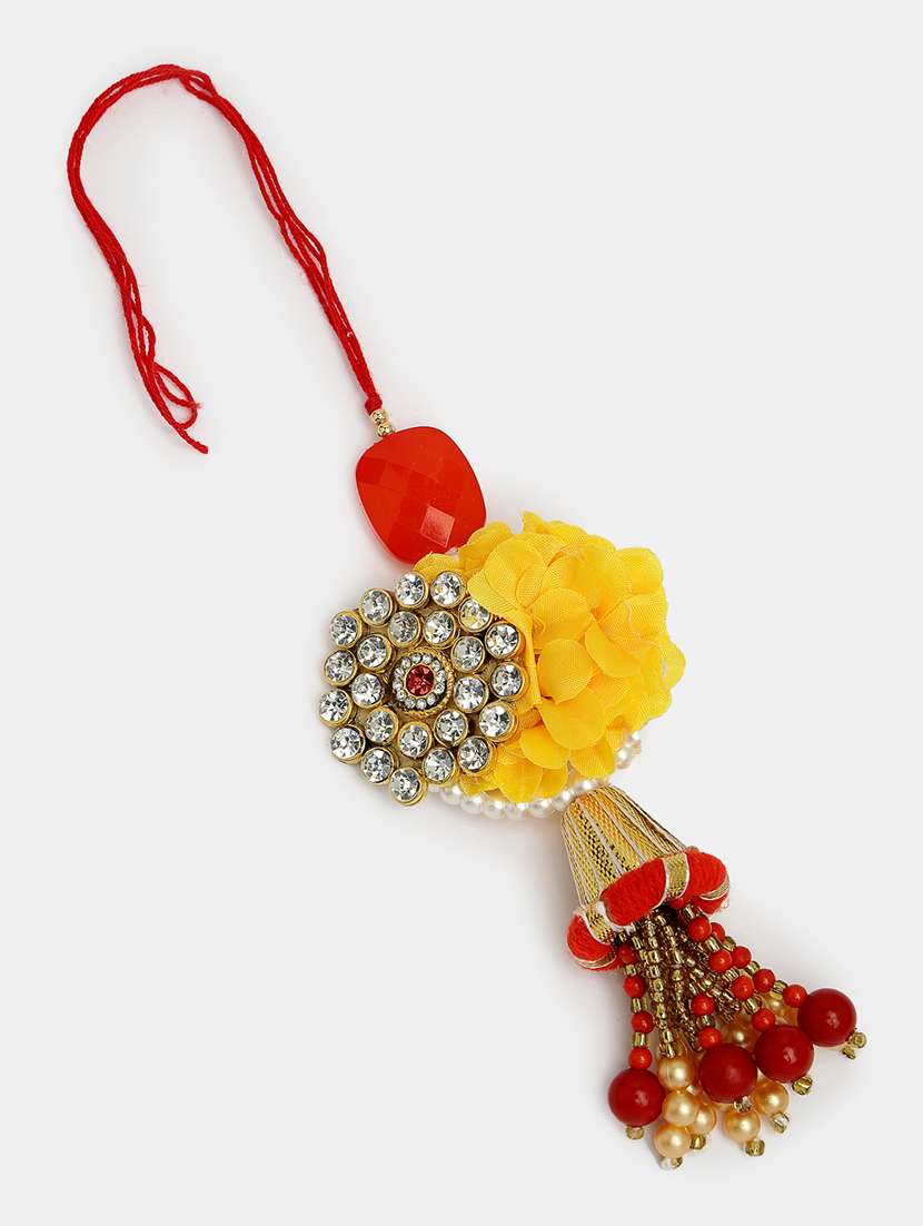 set of 2 stone-studded rakhi set with roli chawal - 21370172 - Standard Image - 2