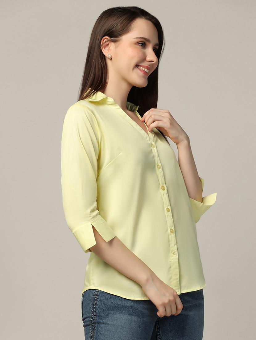 women shirt collar solid regular shirt - 21370637 - Standard Image - 2