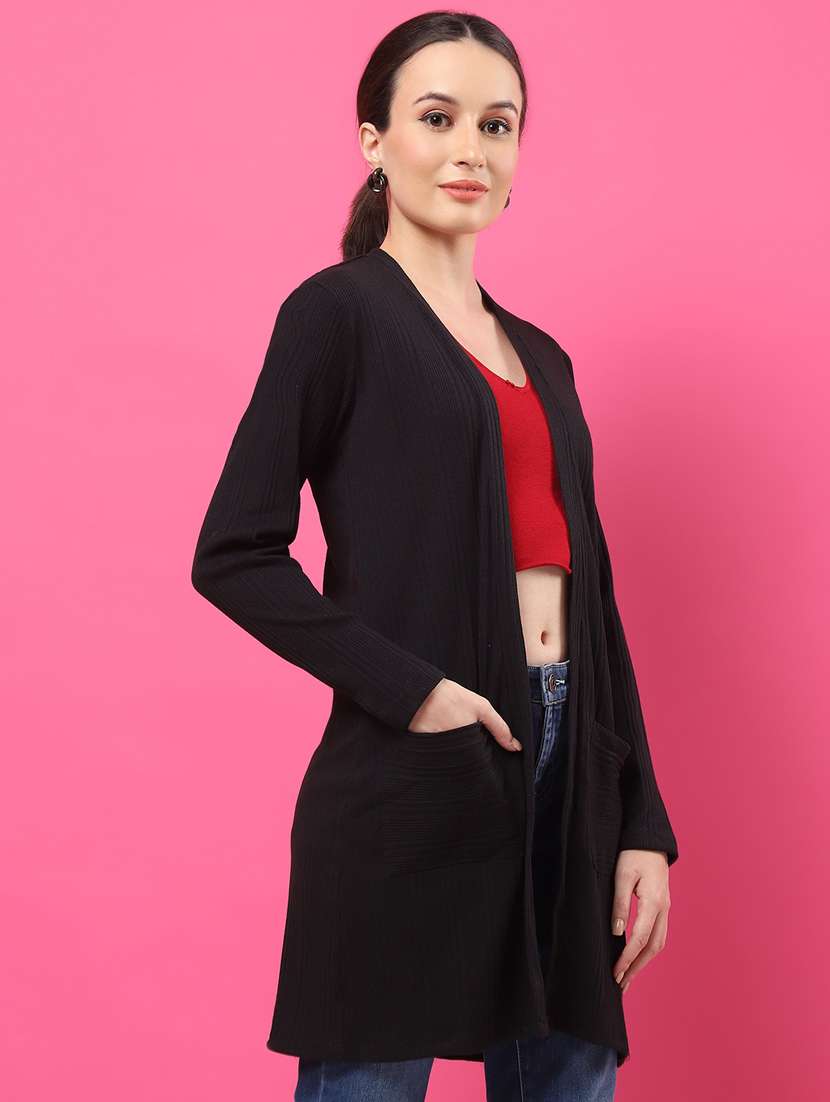 women solid long sleeves long shrug - 21370892 -  Standard Image - 2