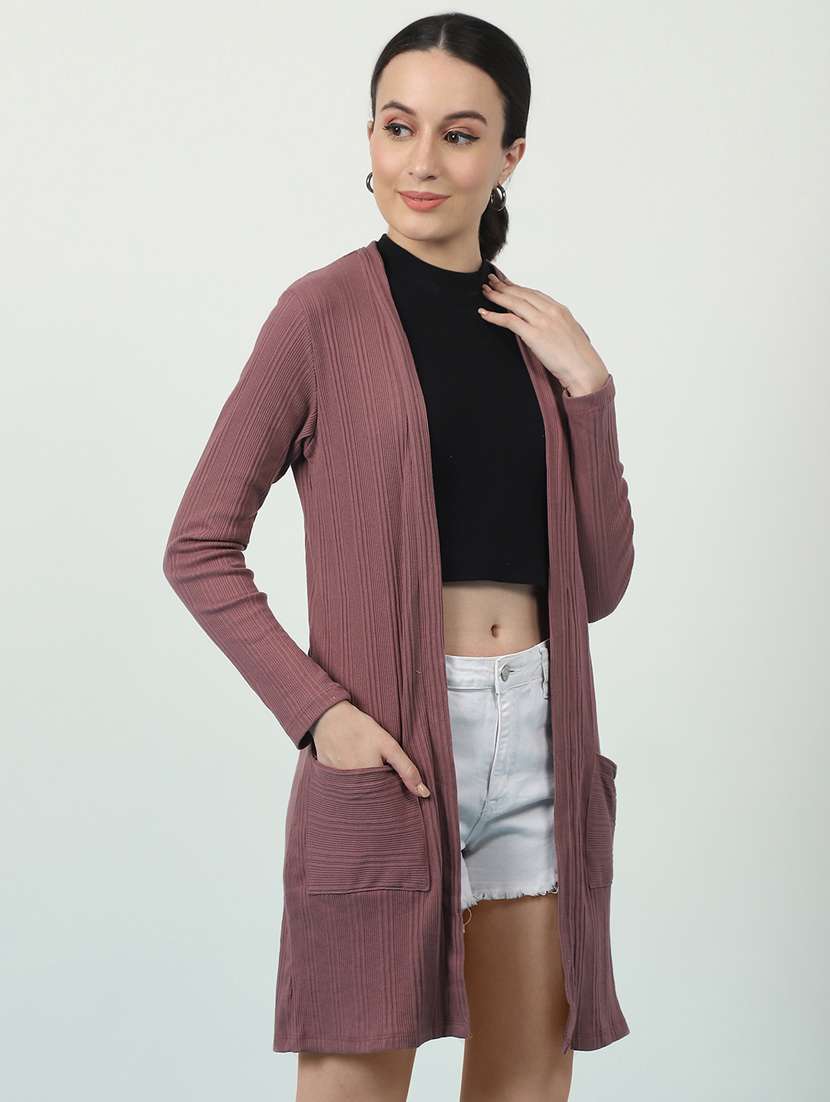 women solid long sleeves long shrug - 21370893 -  Standard Image - 2