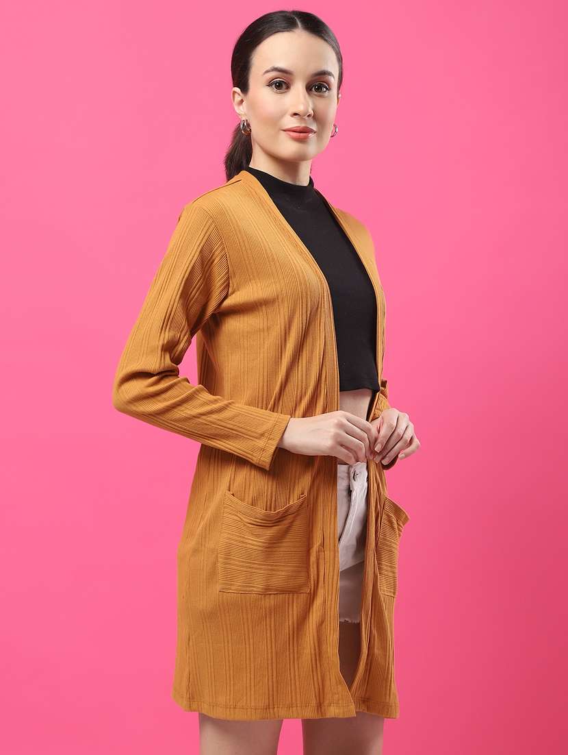women solid long sleeves long shrug - 21370899 -  Standard Image - 2