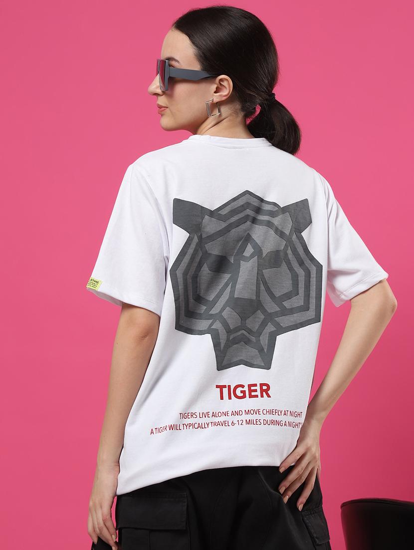 women back print round neck oversized t-shirt - 21370904 - Standard Image - 2