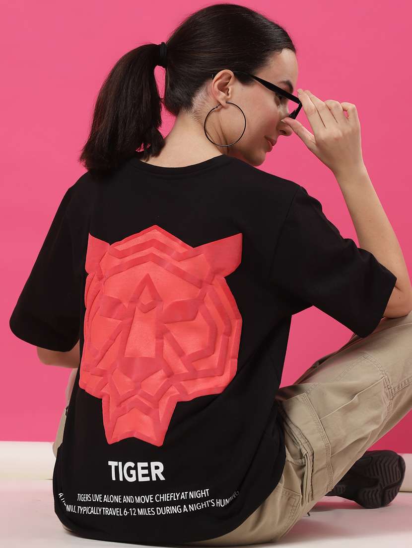 women back print round neck oversized t-shirt - 21370905 -  Standard Image - 2