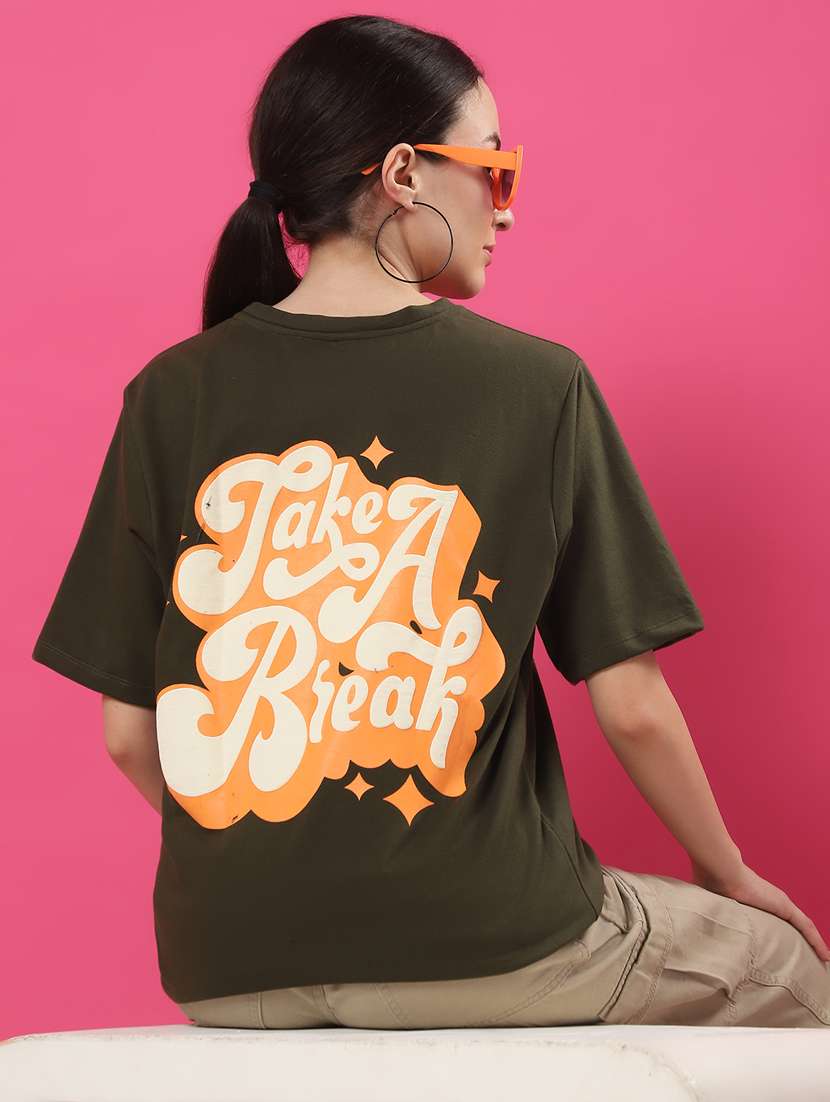 women back print round neck oversized t-shirt - 21370909 -  Standard Image - 2