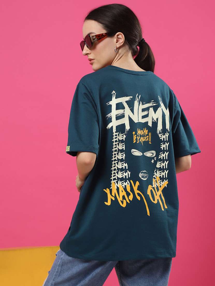 women back print round neck oversized t-shirt - 21370910 -  Standard Image - 2
