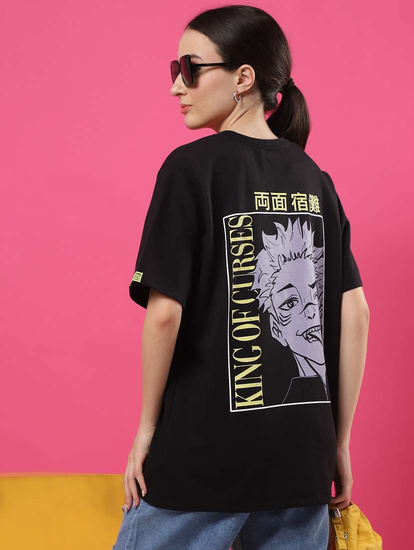 women back print round neck oversized t-shirt - 21370917 -  Standard Image - 2