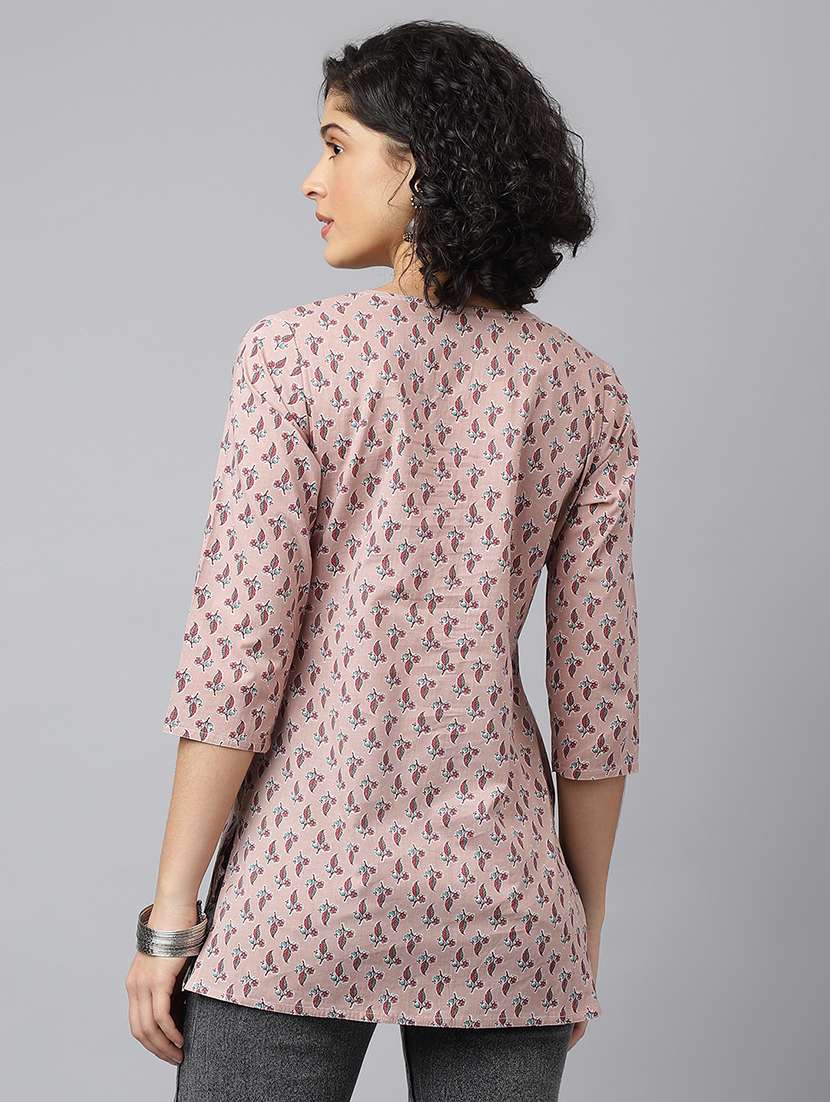 women three quarter sleeve floral printed regular tunic - 21371673 -  Standard Image - 2