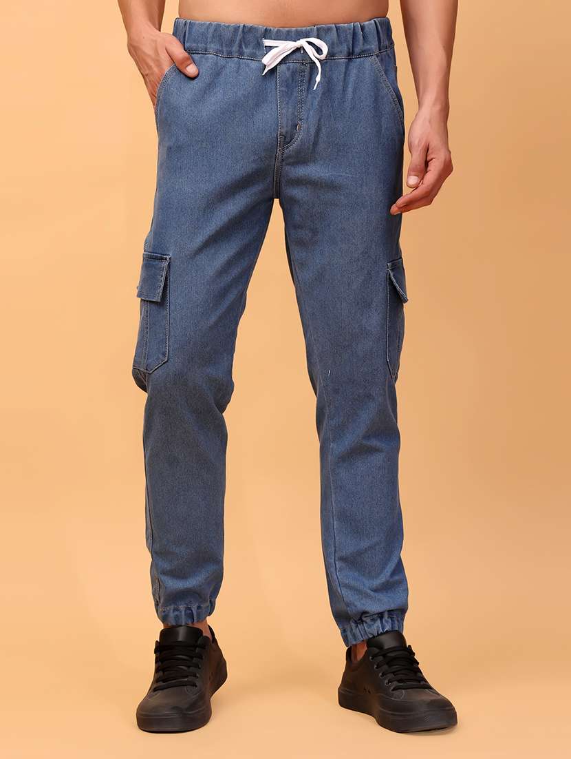 men solid mid rise cargo