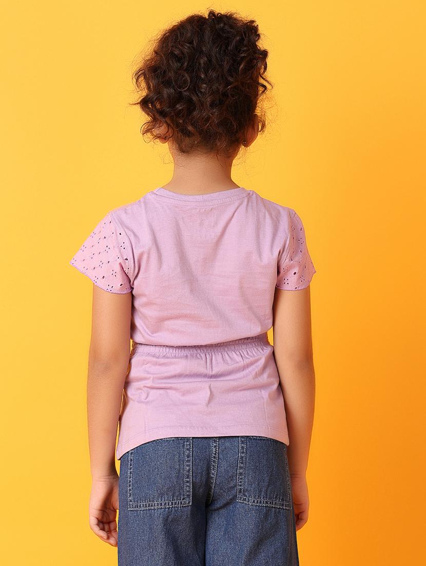 girls front printed round neck tee - 21371931 - Standard Image - 2