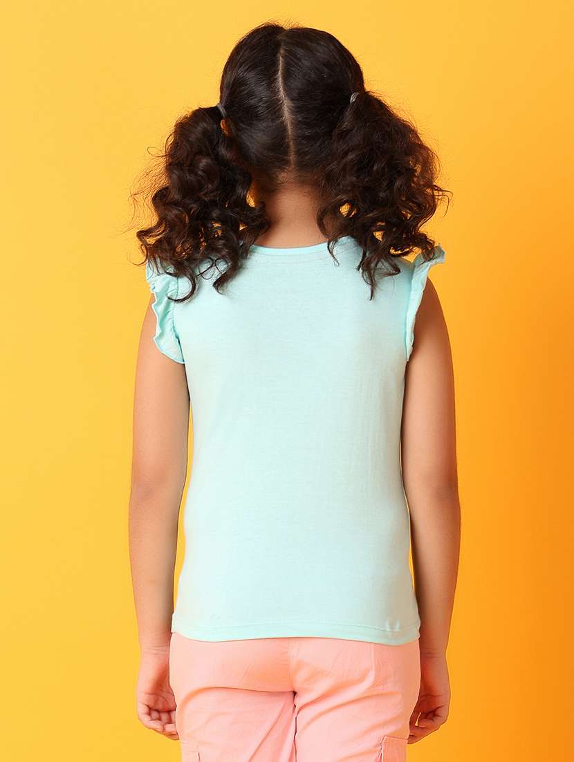 girls front printed round neck tee - 21371933 -  Standard Image - 2