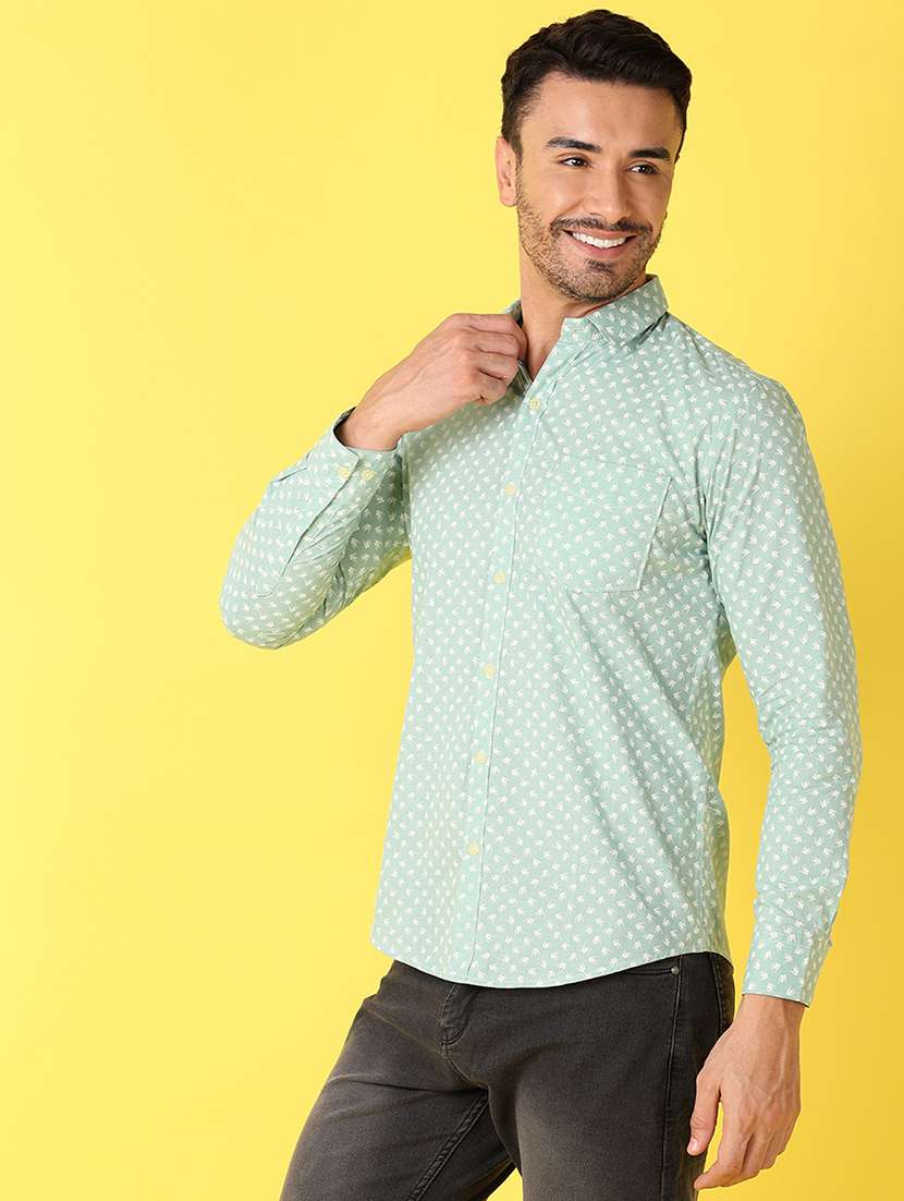 men printed long sleeves casual shirts - 21371938 -  Standard Image - 2