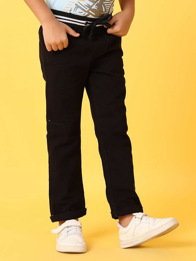 boy black solid cotton jeans - 21371955 -  Standard Image - 2