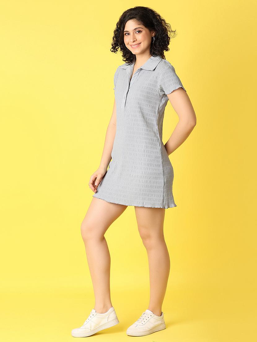 women grey solids t-shirt dress - 21371973 - Standard Image - 2