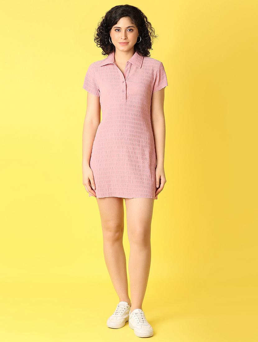 women pink solids t-shirt dress - 21371974 - Zoom Image - 0
