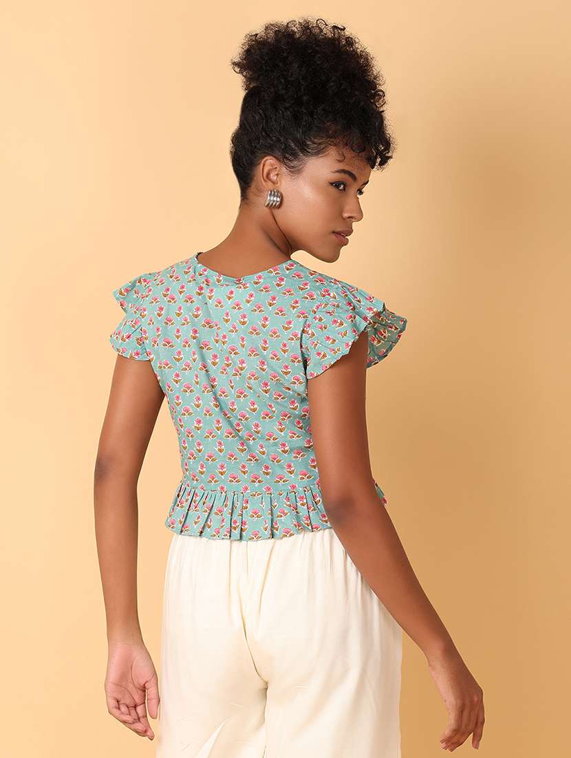 women printed cotton crop top - 21372009 -  Standard Image - 2