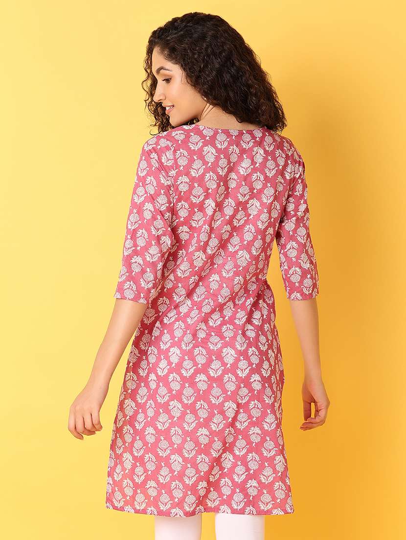 women three quarter sleeve straight kurta - 21372033 -  Standard Image - 2
