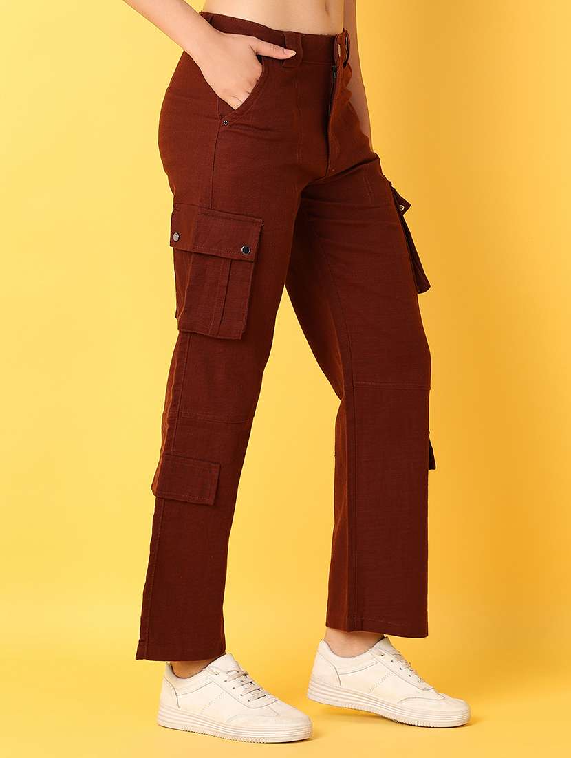 women solid mid rise cargo - 21372210 -  Standard Image - 2